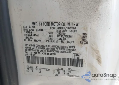 1999 Ford F-250 Lariat/Xl/Xlt from USA, damaged, VIN 1FTNF20LXXEB68073